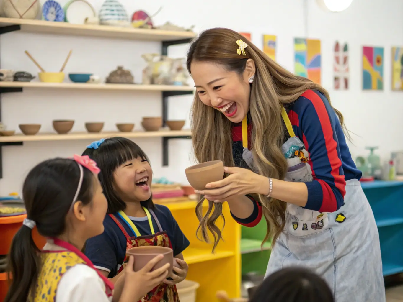 An engaging photo of children participating in a hands-on milling workshop, with instructors guiding them through traditional techniques.